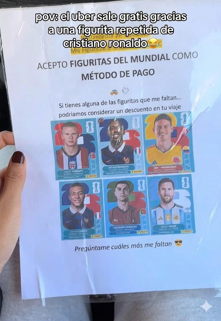 Conductor de aplicación se volvió viral por aceptar láminas del Mundial como forma de pago: “El dinero va y viene, las figuritas que quiero no" - Captura Tiktok viewsfromf