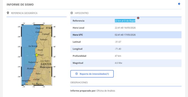 Temblor sacudió zona centro-norte de Chile: hora, magnitud y epicentro del sismo