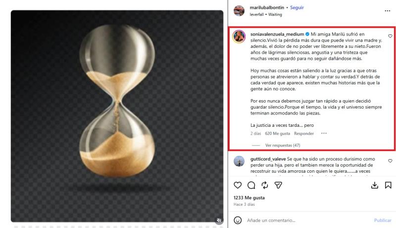 Instagram - Mamá de Javiera Suárez y respuesta de médium