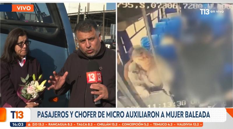 T13 - Video muestra el traslado de mujer baleada en Hualpén