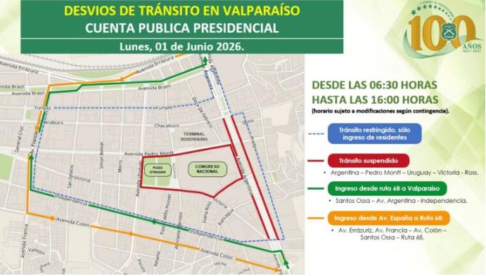 Desvíos en Valparaíso por la Cuenta Pública - Carabineros