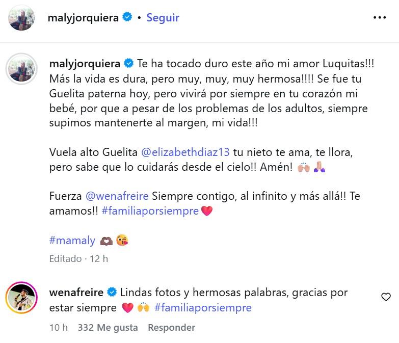 Captura - El tierno mensaje de Maly Jorquiera a Sergio Freire