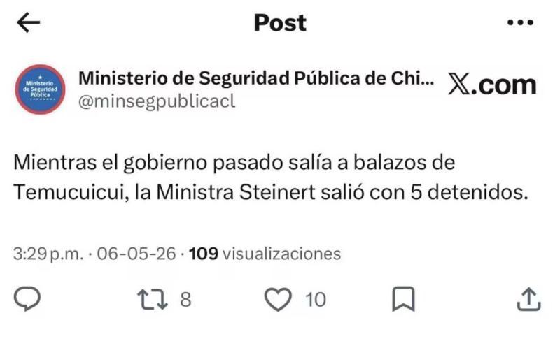 La respuesta del exgobierno por tuit del Ministerio de Seguridad sobre operativo en Temucuicui