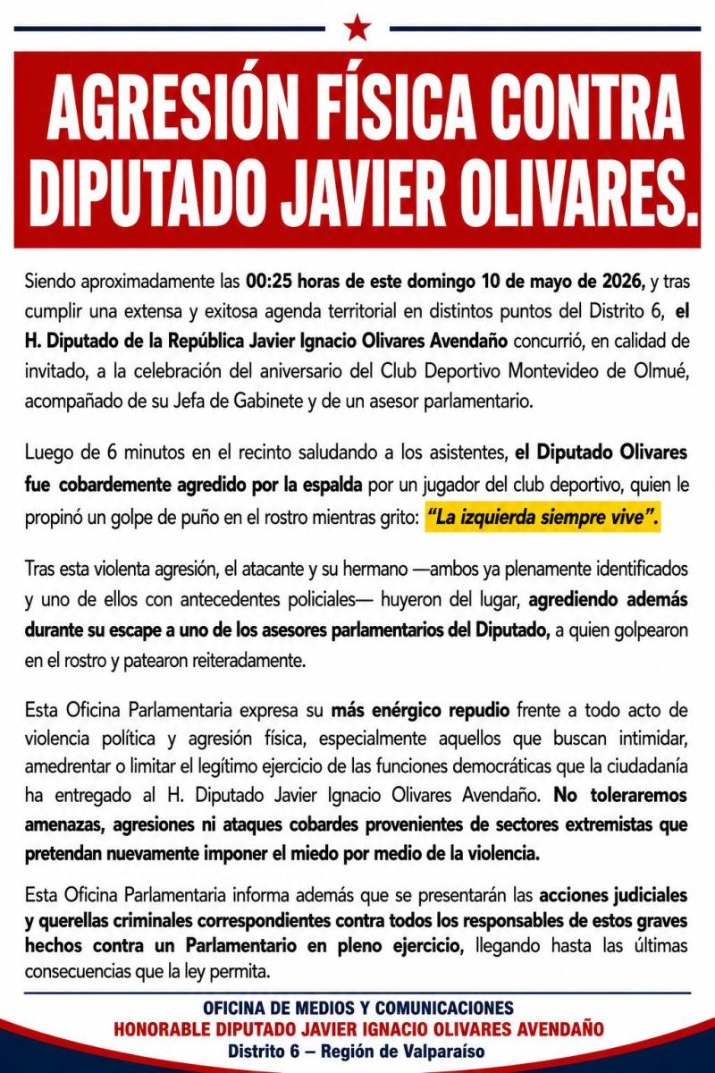 Comunicado oficina de Javier Olivares