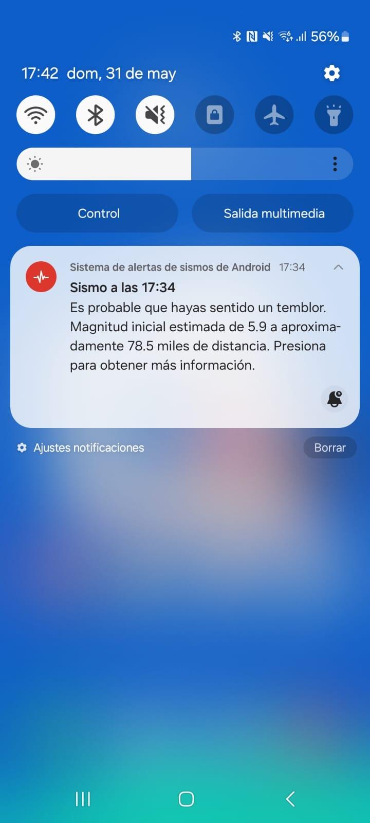Notificación por temblor llegó a los celulares - Captura