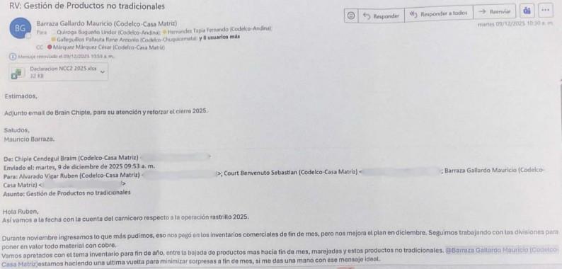 Ex-Ante - Mail del presidente ejecutivo de Codelco