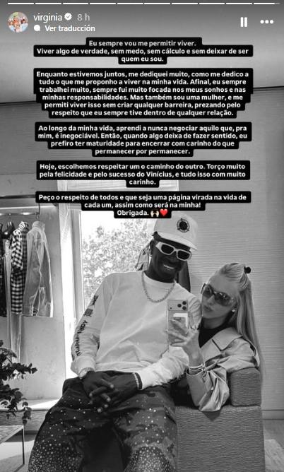 El quiebre de Vinicius Jr. a menos de un mes del Mundial - Instagram: @virginia