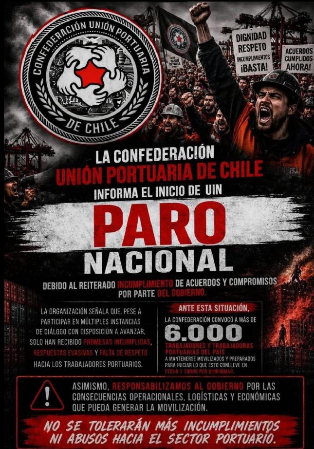 Llamado a paro portuario - Facebook Confederación de trabajadores portuarios