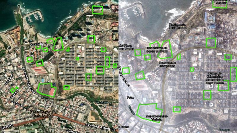 Vantor | Procesadas y analizadas por Esri Chile con tecnología ArcGIS - El antes y después en La Guaira tras doble terremoto en Venezuela