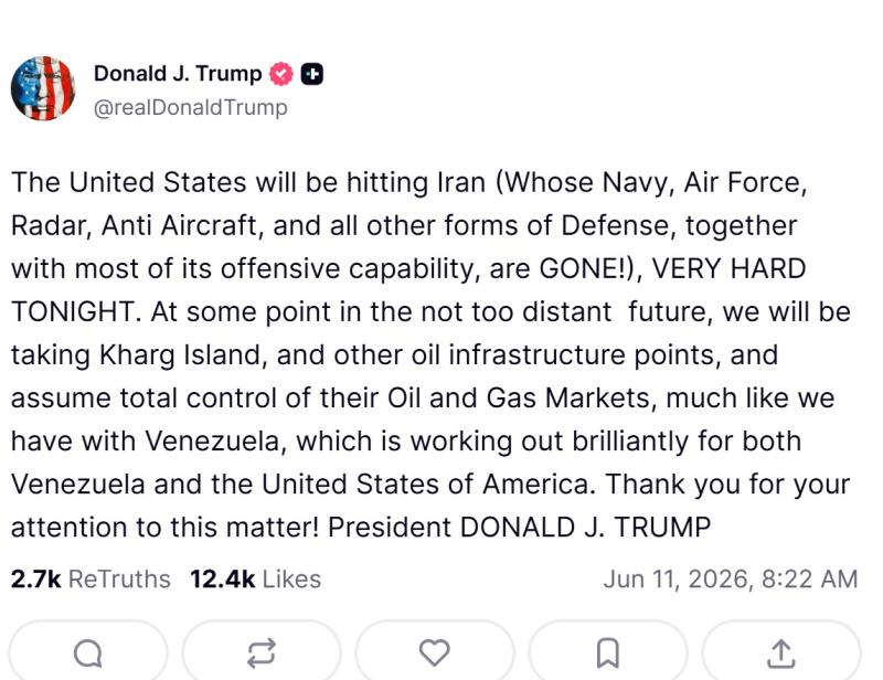 Captura - El mensaje de Trump en Truth Social