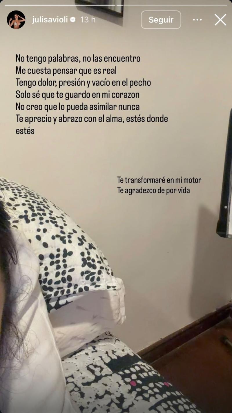 Instagram - Mensaje de despedida de Juli Savioli a Gaspi