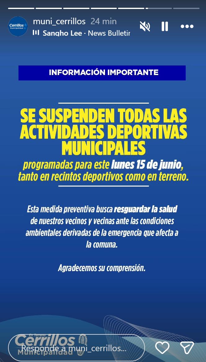 Suspensión de clases en Cerrillos: municipios cancela jornada por emergencia ambiental