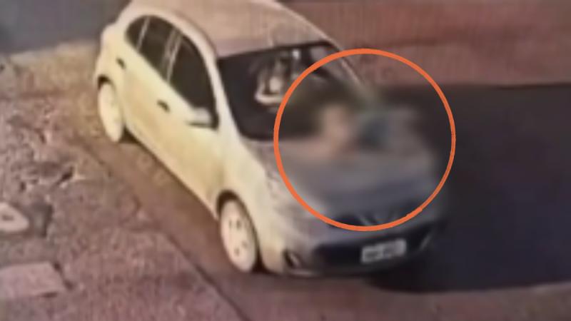 Bebé quedó atrapado en capó del auto tras atropello en Brasil - T13