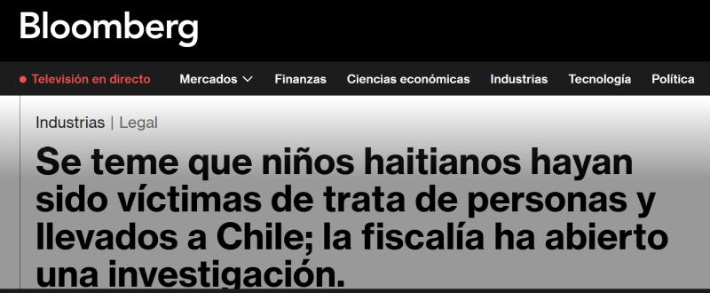 Así informaron medios internacionales por eventual tráfico de niños haitianos - Bloomberg