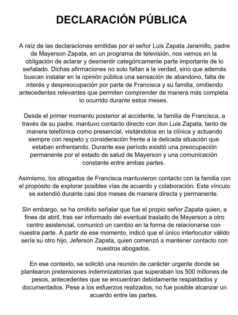 Instagram - Declaración de Fran Maira