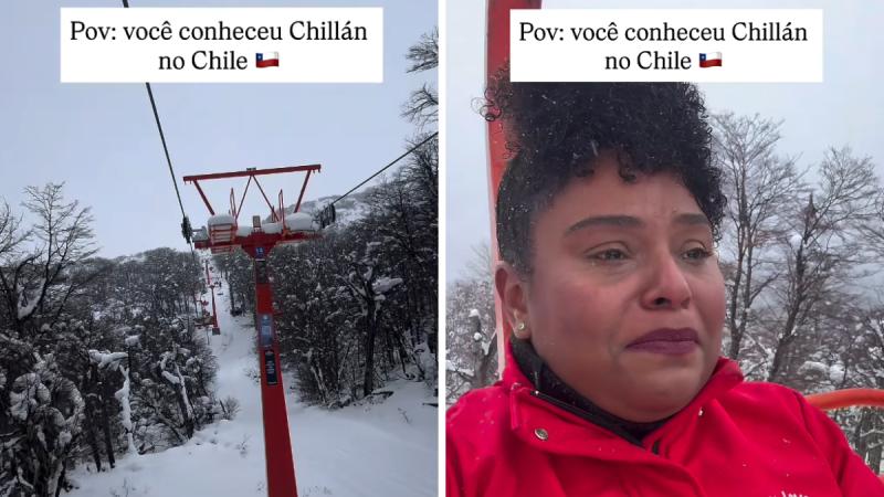 Turista brasileña se emocionó hasta las lágrimas al visitar la nieve - Instagram