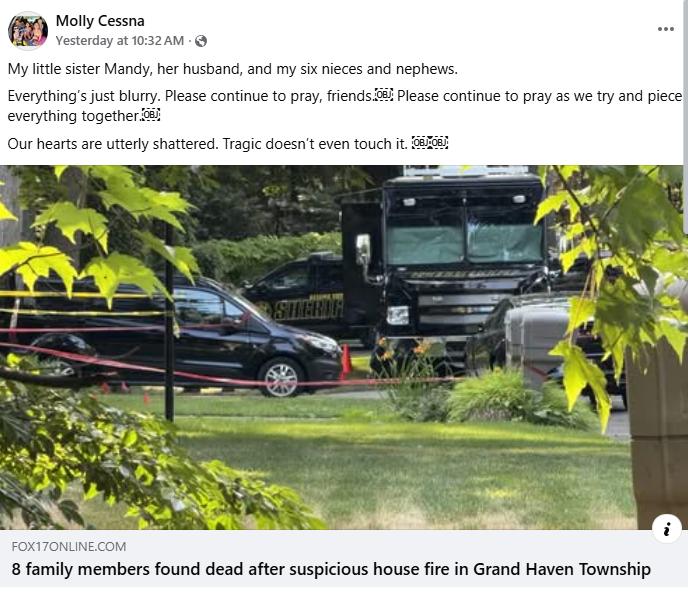 Dichos de tía de los niños fallecidos en Michigan - Facebook