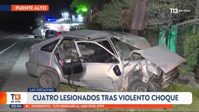 Cuatro lesionados tras violento choque en Las Vizcachas