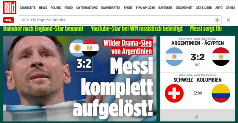 Bild - La portada por el histórico triunfo de Argentina