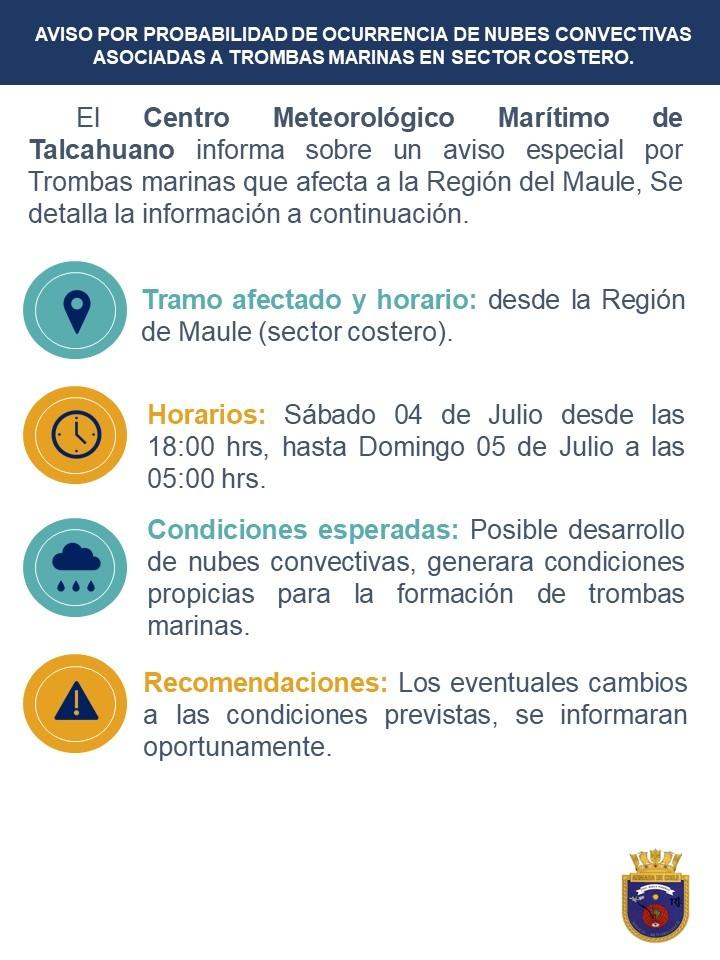 Aviso por trombas marinas - Armada