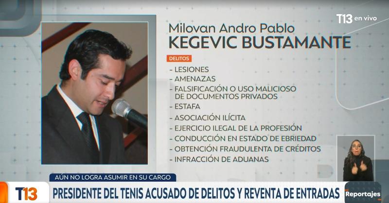 La lista de causas judiciales que enfrenta Milovan Kegevic, el nuevo Presidente de la Federación de Tenis | T13