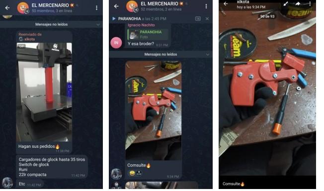 Todo tipo de armamento se podía encontrar en los chats por Telegrama: desde armas convencionales a pistolas diseñadas por impresoras 3D.