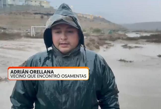 Socavón por sistema frontal deja al descubierto osamentas humanas en Coquimbo