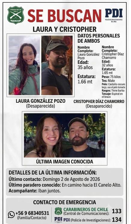 Instagram - Fiscalía instruye búsqueda de pareja desaparecida en Cajón del Maipo