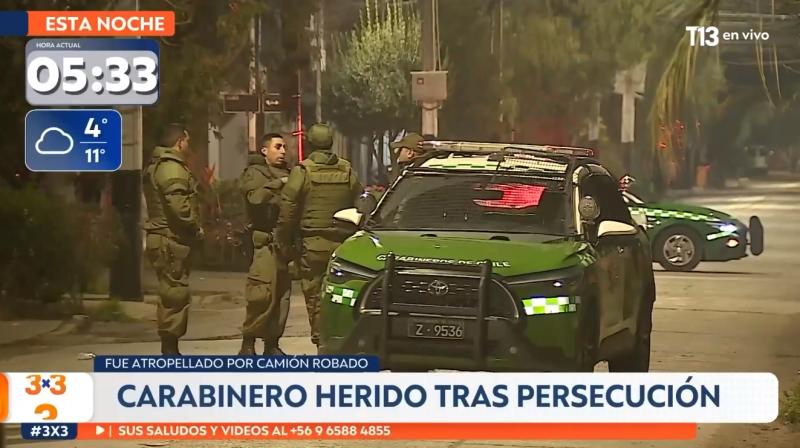 T13 - Carabinero es atropellado en Lo Espejo