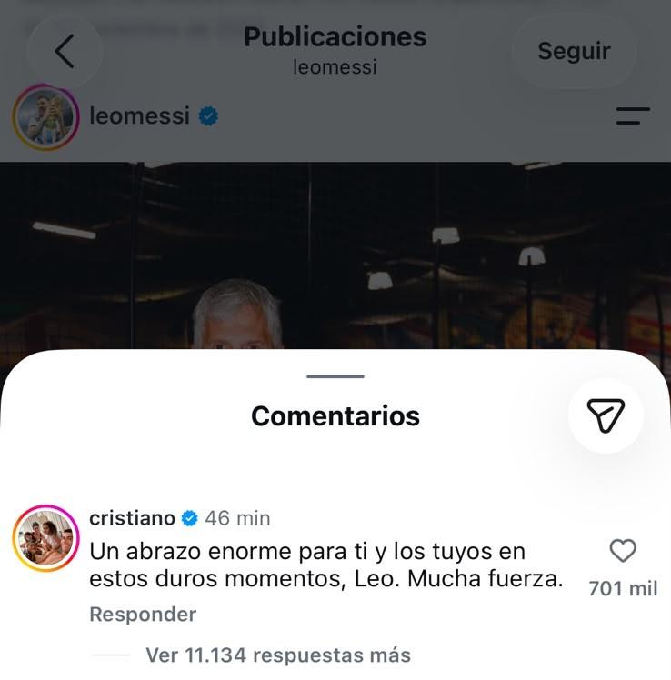 Instagram/leomessi - El mensaje de Cristiano Ronaldo a Lionel Messi