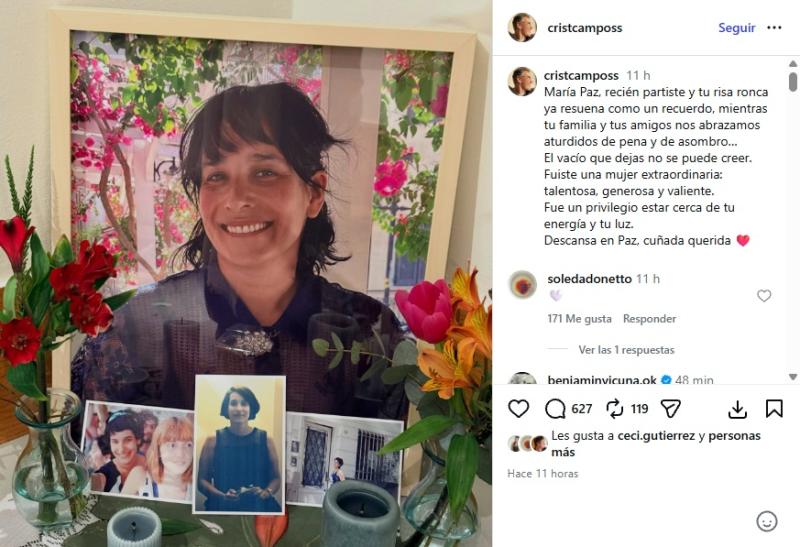 Instagram - Cristián Campos despide a su cuñada fallecida