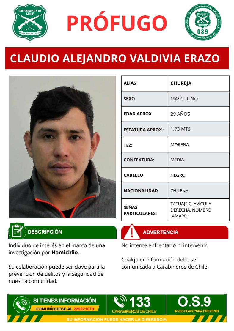 Carabineros busca a prófugo