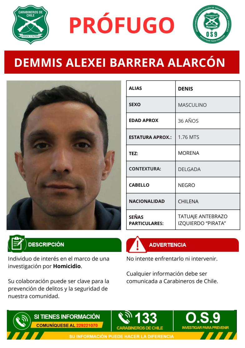 Carabineros busca a prófugo