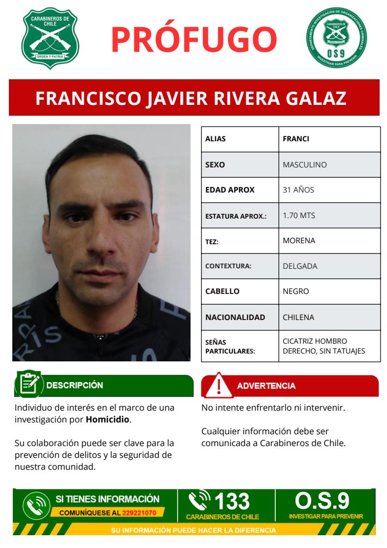 Carabineros busca a prófugo