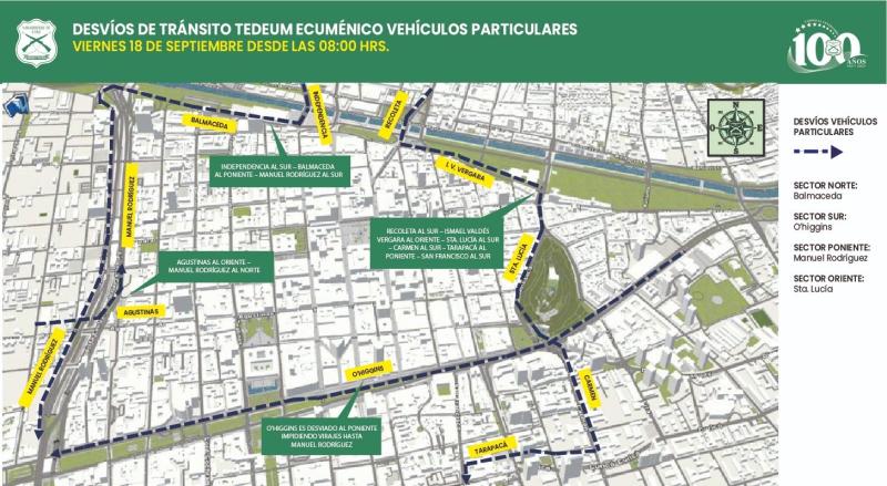 Te Deum Ecuménico: TODOS los cortes de tránsito programados para este viernes 18 de septiembre - Carabineros