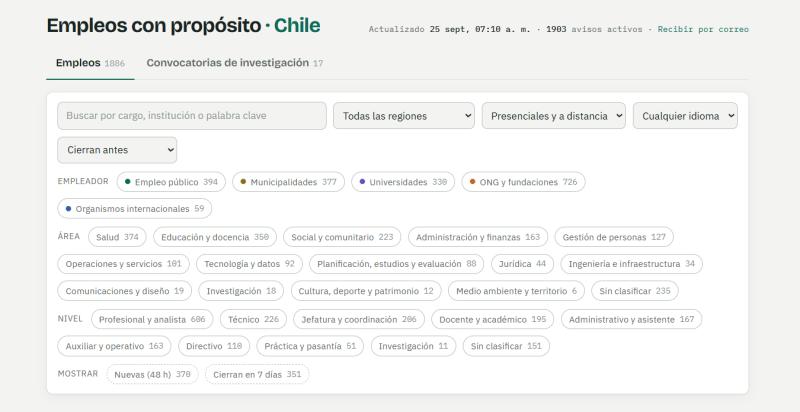 ¿Quieres trabajar en el Estado?: Este buscador reúne más de 1.800 ofertas laborales - Captura empleosconpropósito