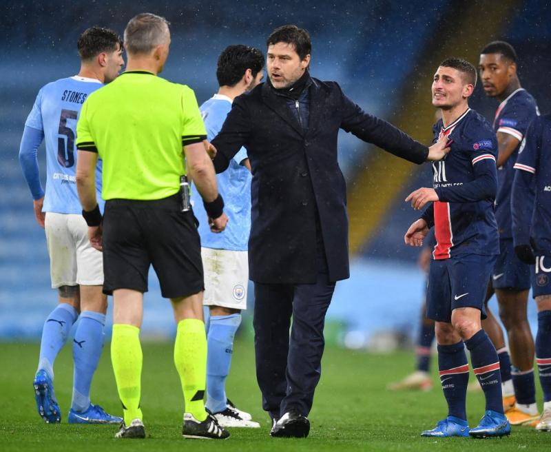 AFP - Mauricio Pochettino enfrentando al Manchester City como entrenador del PSG