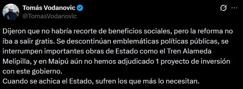 Captura - Alcalde de Maipú, Tomás Vodanovic, cuestionó la decisión