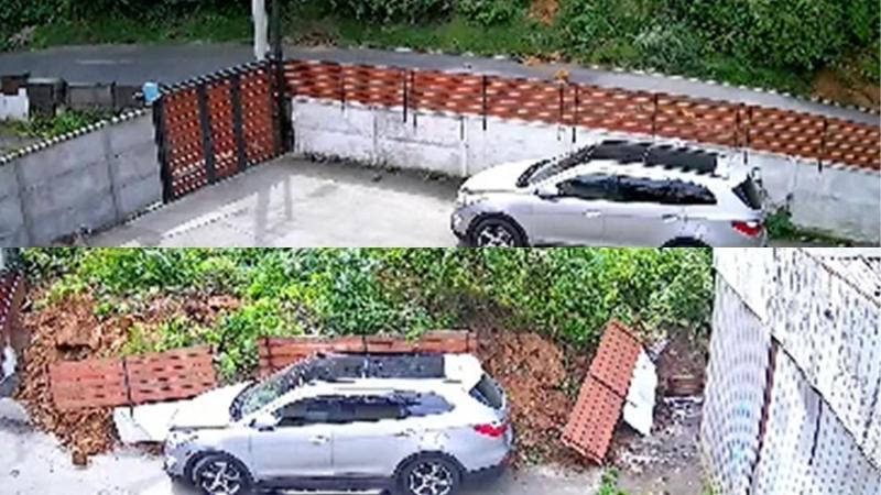 Cerro cedió en Lota: derrumbe bloqueó carretera y provocó el colapso del frontis de una vivienda