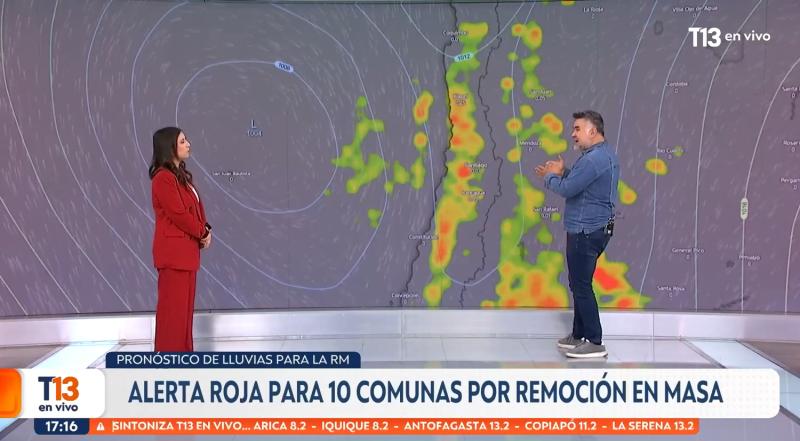 Proóstico de tormentas eléctricas para el martes: Captura de pantalla - T13 en Vivo