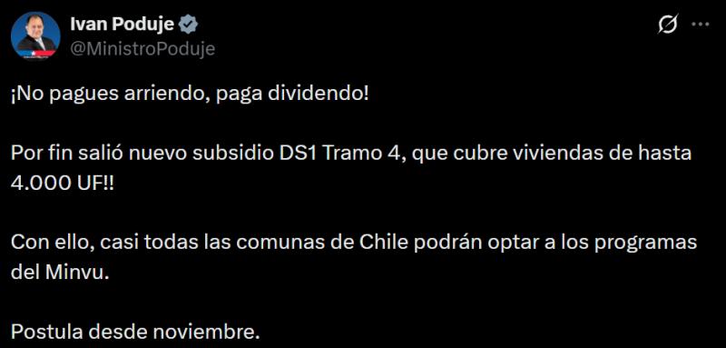 Captura - El mensaje del ministro Iván Poduje
