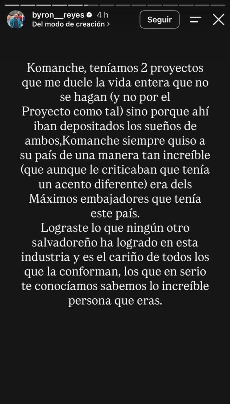 Instagram - Byron Reyes, representante de Komanche