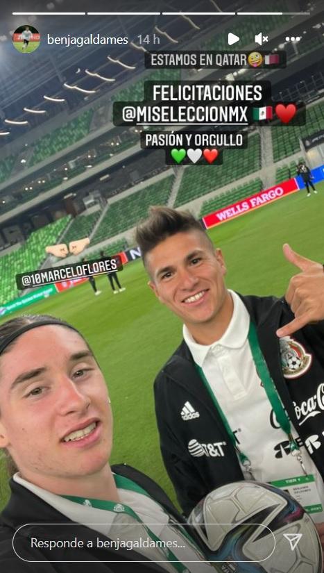 Benjamín Galdames celebra la clasificación de México a Catar 2022.