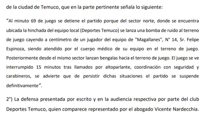 El informe del referí Miguel Araos sobre el partido de Temuco