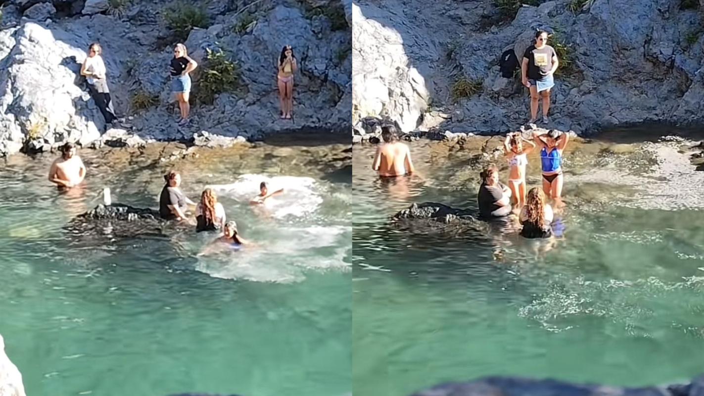 Turistas indignados por video de personas lavándose el pelo en Radal Siete Tazas Turistas indignados por video de personas lavándose el pelo en Radal Siete Tazas