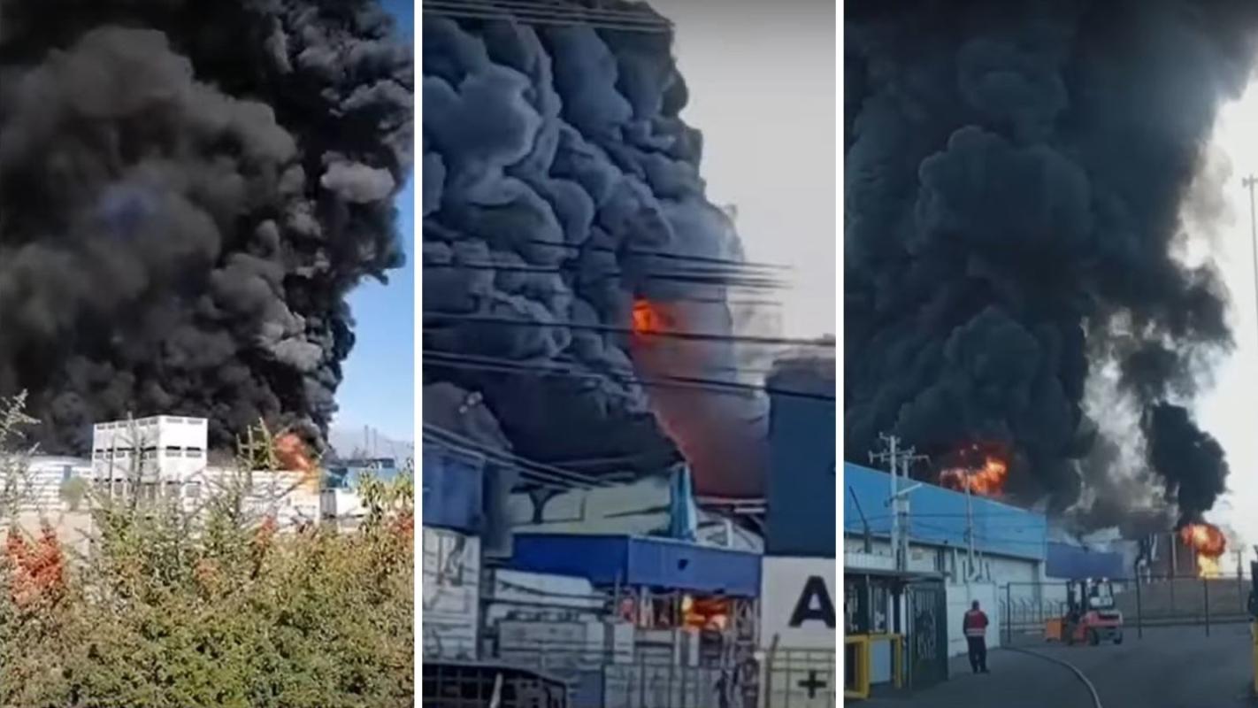 Intenso incendio en bodega de Paine: humo visible y peligro por gases Intenso incendio en bodega de Paine: humo visible y peligro por gases