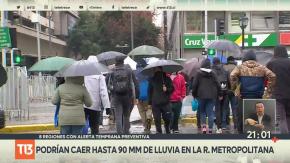 [VIDEO] Ocho regiones con alerta temprana preventiva: Podrían caer hasta 90 mm de lluvia en la RM