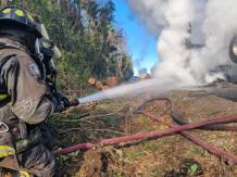 Reportan siete camiones afectados en nuevo ataque incendiario en La Araucanía Reportan siete camiones afectados en nuevo ataque incendiario en La Araucanía