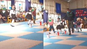 Niña se presentaba sola en baile escolar de Fiestas Patrias: Su papá la acompañó y se hizo viral Niña se presentaba sola en baile escolar de Fiestas Patrias: Su papá la acompañó y se hizo viral