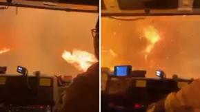 Arriesgando sus vidas: El impactante registro de bomberos cruzando a través de incendios en Coelemu Arriesgando sus vidas: El impactante registro de bomberos cruzando a través de incendios en Coelemu